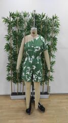 Kadın Tek Omuzdan Açık Beli Lastikli Desenli Süprem Tulum