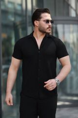 Erkek Kısa Kollu örme Kumaş Pamuklu Gömlek