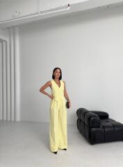 Keten Sirti Çapraz Geçi̇şli̇ Cepken Pantolon Takim