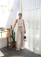 Keten Bluz Ve Pantolon İki̇li̇ Takim