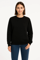 Üç İplik Düz Bisiklet Yaka SweatShirt  - Siyah