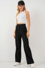 6638 Yüksek Bel Palazzo Pantolon - D. Siyah