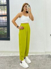 Kadın Aerobin Kumaş Bel Lastikli Pileli Pantolon