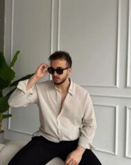 Erkek Uzun Kollu Regular Sofya Keten Gömlek