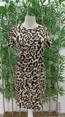 Kadın Kısa Kollu Bisiklet Yaka Dijital Baskılı Süprem Elbise