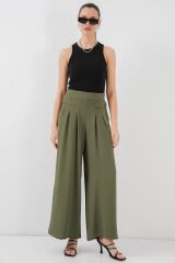 Geniş Paça Pileli Pantolon 6718 - Haki