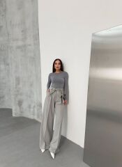 Sante Çi̇zgi̇li̇ Bel Kuşakli Palazzo Pantolon