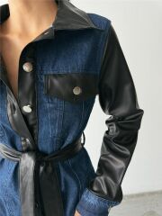 KOT ELBİSE UZUN ÖNDEN DÜĞMELİ - Mavi