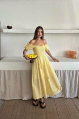 Sarı Gipeli Brode Elbise