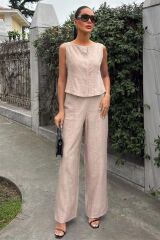 Sıfır Kollu Bluz Batik Desenli Pantolon İkili Takım 10181-08