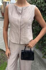 Sıfır Kollu Bluz Batik Desenli Pantolon İkili Takım 10181-08