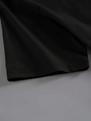 Baskılı Oversize Bisiklet Yaka T-shirt - Siyah