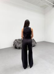 Toskana Keten Kruvaze Yaka Tek Düğmeli̇ Yelek Pantolon Takim