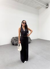 Toskana Keten Kruvaze Yaka Tek Düğmeli̇ Yelek Pantolon Takim