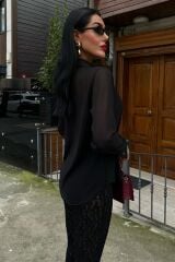 Transparan Detaylı Dökümlü Gömlek 3427