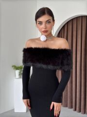 Bestia Straplez Tüy Detaylı Elbise