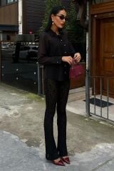 Transparan Detaylı Dökümlü Gömlek 3427