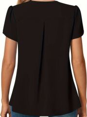 Kısa Kollu V Yaka Sandy Bluz