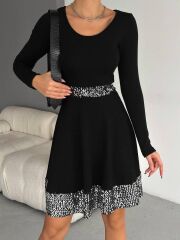 Kadın Bisiklet Yaka Beli Ve Eteği Pul Payet Detay Fırsat ürün Diz üstü Elbise