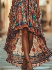 Kadın Askılı Derin Göğüs Detaylı Asimetrik Detaylı Süprem Elbise