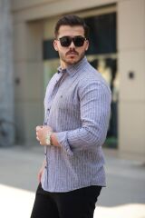 Erkek çizgili Uzun Kollu Gömlek