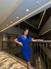 Kadın Dalgıç Krep V Yaka Ve Sırt Dekolte Detaylı Elbise