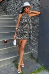 Fırfırlı Şifon Elbise 2905-08