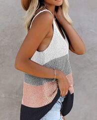 Kadın Askılı Yuvarlak Yaka Salaş Triko Bluz
