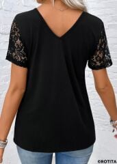 Kadın Kısa Kollu V Yakalı önden Düğmeli Viskon Bluz