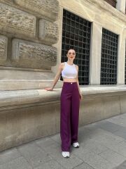 Yüksek Bel Palazzo Metal DüğmePantolon