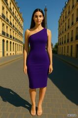 Kadın Sendy Kumaş Tek Omuz Midi Boy Elbise