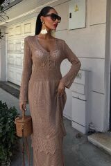 Düğme Detaylı Ve Kat Etekli Etnik Elbise 2859