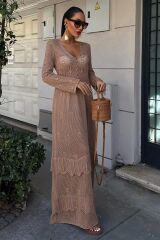 Düğme Detaylı Ve Kat Etekli Etnik Elbise 2859