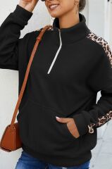 Kadın Uzun Kollu Balıkçı Yaka önden Fermuarlı Polar Bluz