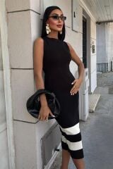 Etek Ucu Şerit Detaylı Triko Elbise 2831