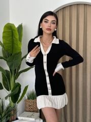 Bochum İnci Düğmeli Mini Elbise