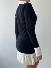 Bochum İnci Düğmeli Mini Elbise