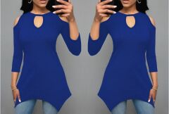 Kadın Uzun Kollu Omuz Ve Göğüs Dekolte Detay Viskon Bluz