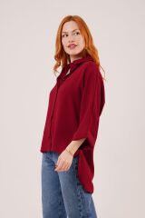 Yarasa Kol Rahat Kalıp Bordo Gömlek