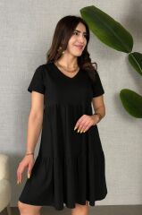 Kadın Kısa Kollu V Yakalı Viskon Elbise