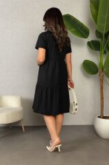 Kadın Kısa Kollu V Yakalı Viskon Elbise