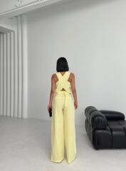 Keten Sirti Çapraz Geçi̇şli̇ Cepken Pantolon Takim