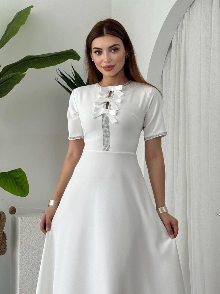 Wera Taşlı Fiyonk Detaylı Elbise