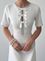 Wera Taşlı Fiyonk Detaylı Elbise