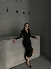 Drape Detaylı Midi Elbise