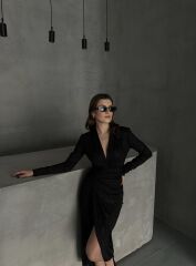 Drape Detaylı Midi Elbise