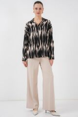 Desenli Oversize Gömlek 20301 - Siyah