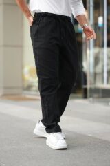 Erkek Beli Lastikli Keten Rahat Pantolon