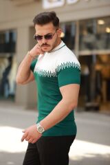 Erkek Hemşire Yaka çift Renk Kısa Kollu Tişört