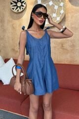 Tensel Denim Kumaşlı Mini Tulum 1363